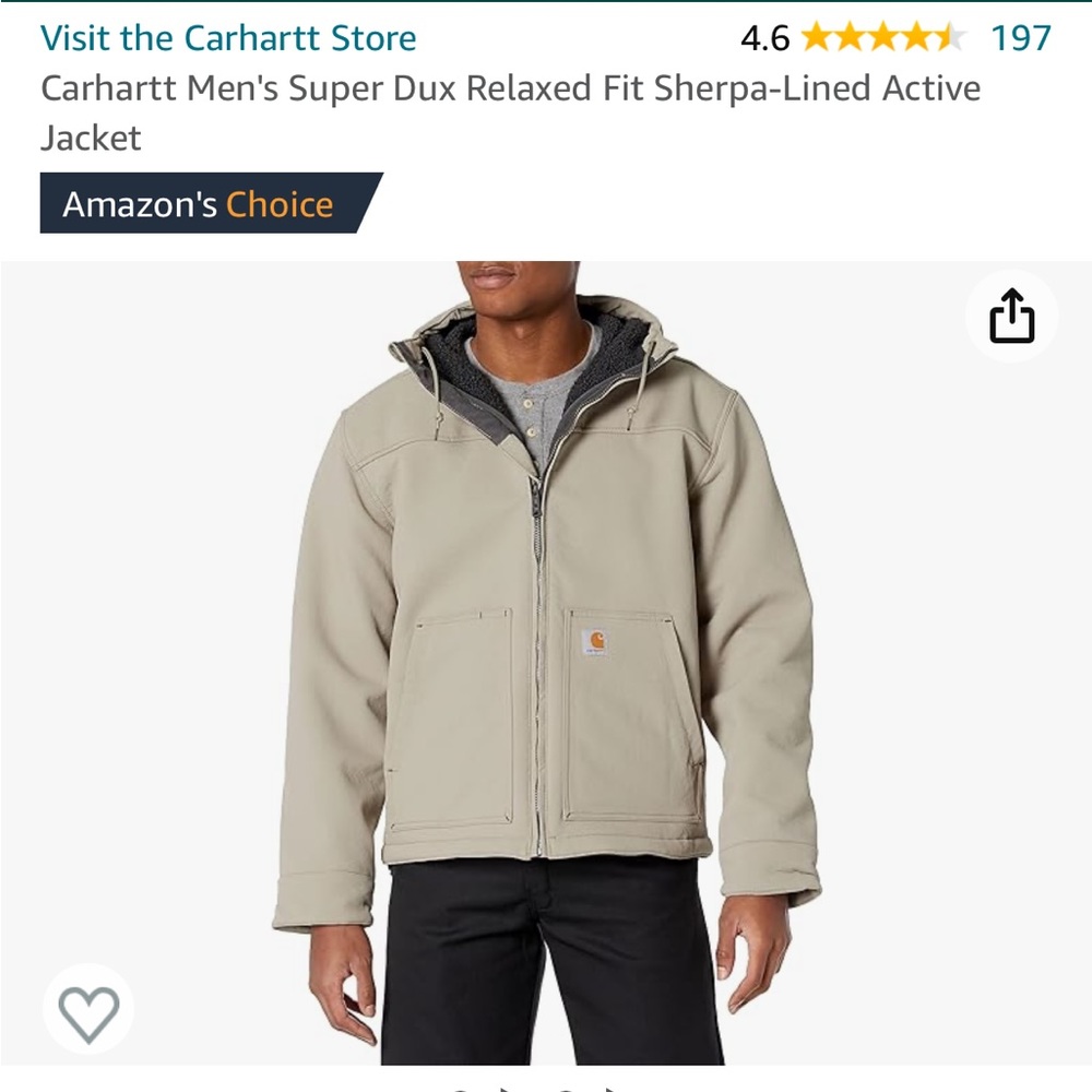Carhartt Men's Super Dux Relaxed Fit Sherpa-Lined Active
Jacket 3XL XXXL NWOT